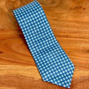 Envoy Blue Geometric Circles Silk Necktie Men